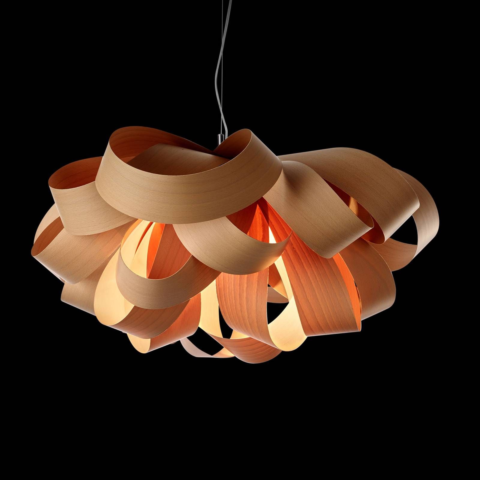 LZF LamPS Agatha Small závesná lampa, 78x76 cm, buk, Obývacia izba / jedáleň, drevená dyha, kov, E27, 14W, P: 78 cm, L: 76 cm, K: 37cm