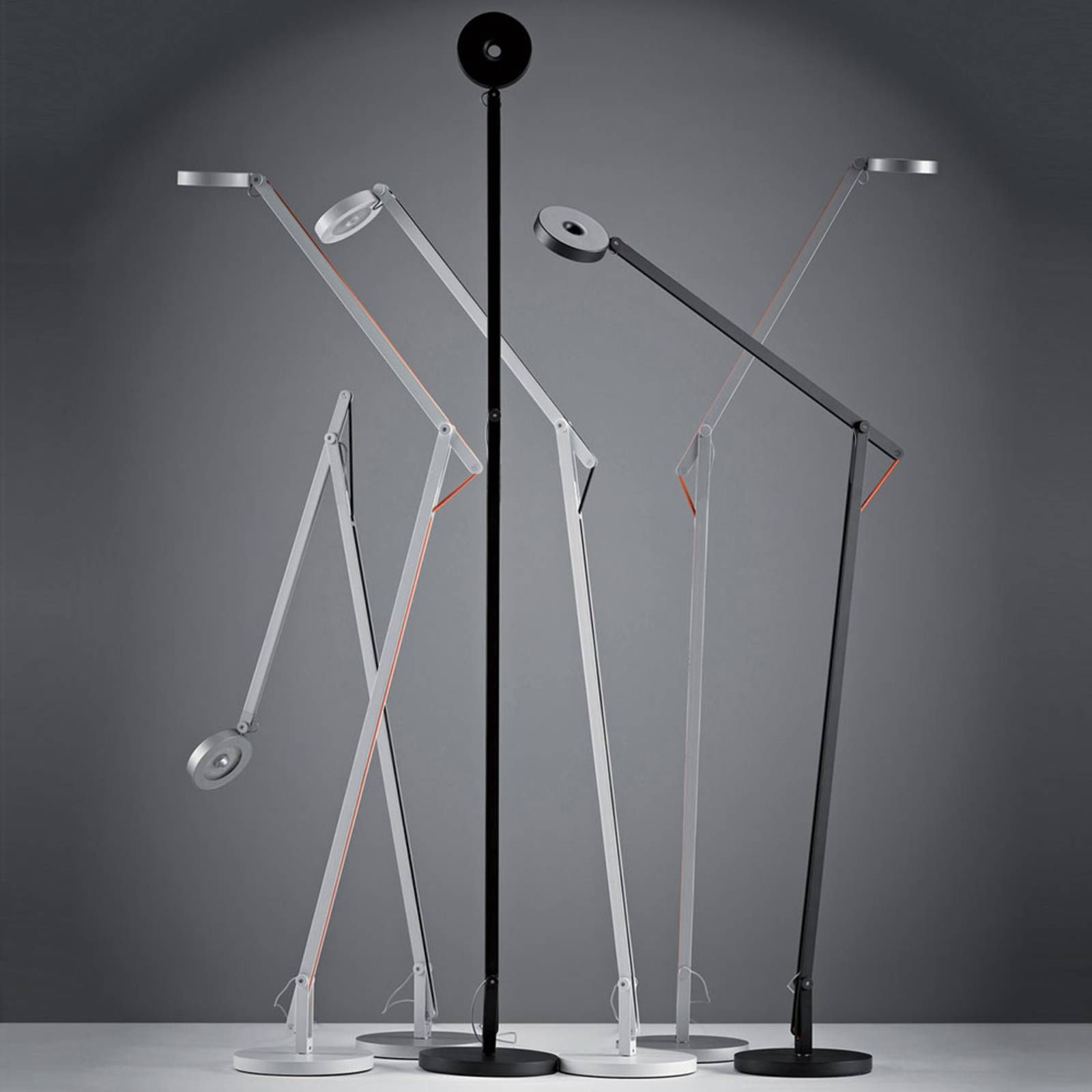 Rotaliana String F1 DTW stojaca lampa biela čierna, Obývacia izba / jedáleň, hliník, polykarbonát, textil, 9W, K: 87cm