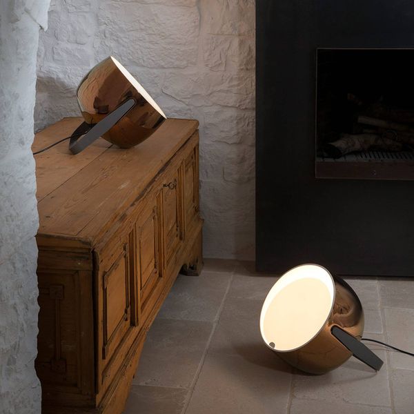 Karman Bag – keramická stojaca lampa, bronz, Obývacia izba / jedáleň, keramika, kov, E27, 15W, L: 32 cm, K: 31cm