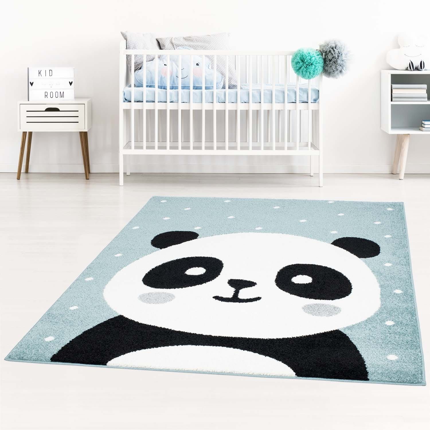 DomTextilu Modrý detský koberec pre chlapca rozkošná panda 42043-197486