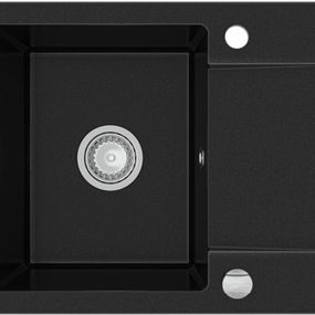 MEXEN MEXEN - Enzo granitový drez 1-misa drez s vypúšťaním krátky Board 576x465 mm, čierna 6506571005-77