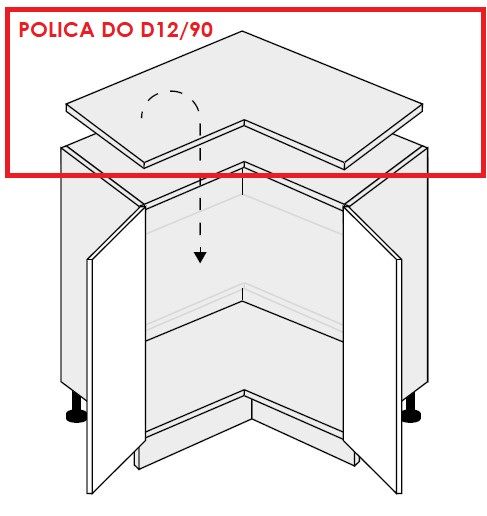 ArtExt Kuchynská linka Quantum Kuchyňa: Polica do skrinky D12/90