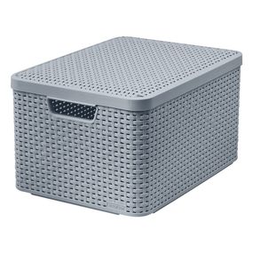 Sivý úložný box s vekom Curver Style, 30 l