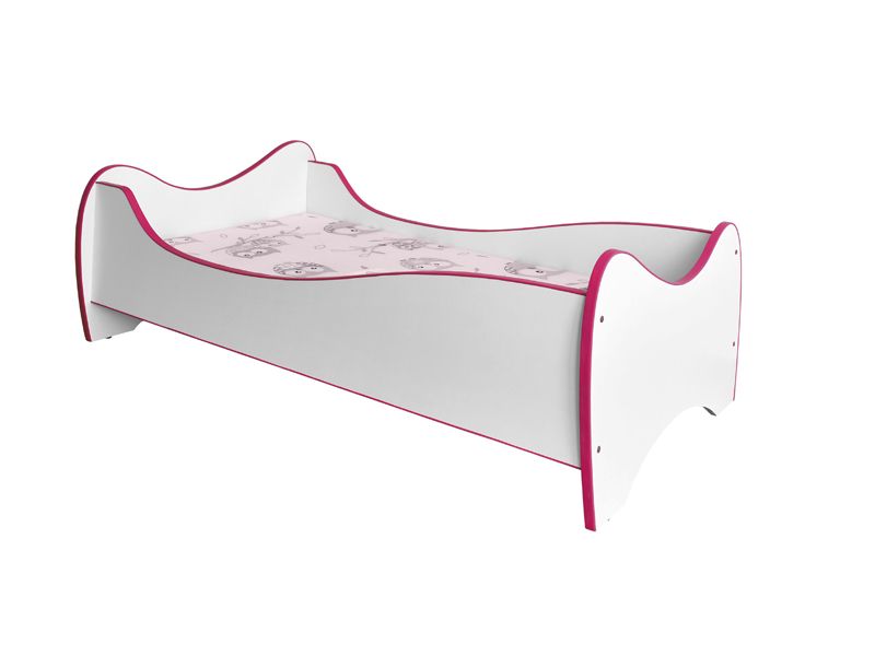 Jednolôžková posteľ 80 cm Duo (biela + ružová) (s roštom a matracom)