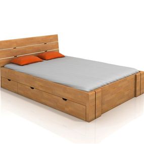 Manželská posteľ 160 cm Naturlig Tosen High Drawers (buk) (s roštom)