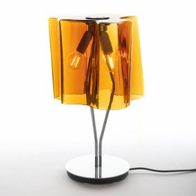 Artemide Stolná lampa Logico 44 cm tabak/chróm, Obývacia izba / jedáleň, kov, sklo, plast, E14, 30W, P: 28 cm, L: 28 cm, K: 44cm