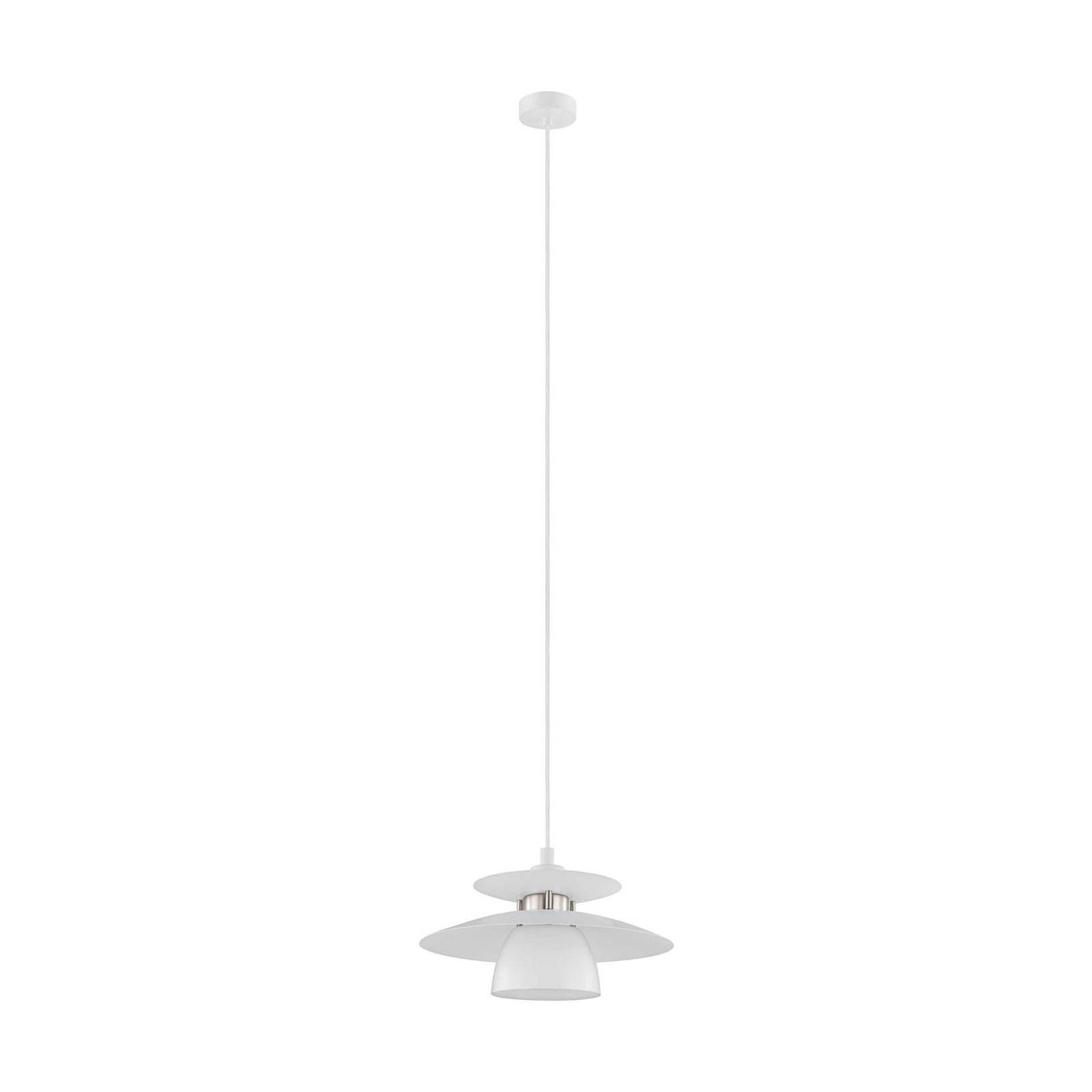 EGLO Závesná lampa Brenda, biela/matný nikel, Obývacia izba / jedáleň, oceľ, E27, 40W