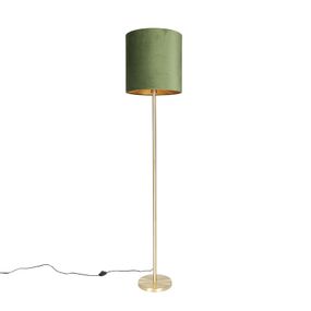 Botanická stojaca lampa mosadz so zeleným tienidlom 40 cm - Simplo