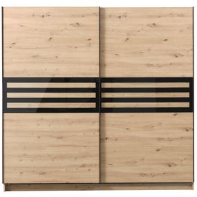 Šatníková skriňa s posuvnými dverami rimini - dub artisan/čierna
