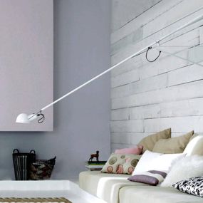 FLOS 265 nástenné svetlo z ocele, biela, Obývacia izba / jedáleň, oceľ, mosadz, liatina, E27, 75W, P: 205 cm