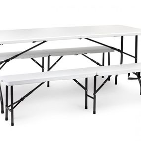 Zahradní sestava stůl a 2 lavice Banket bílá