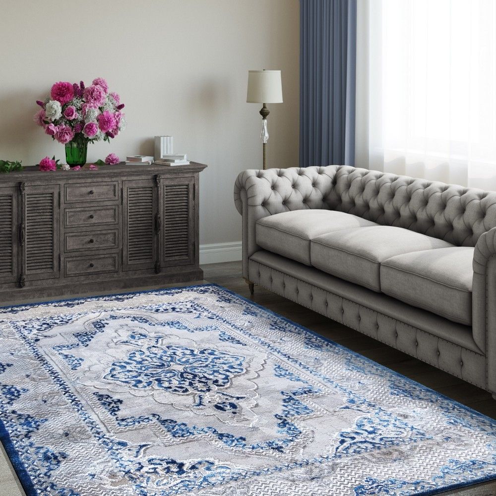 DomTextilu Elegantný koberec modrej farby vo vintage štýle 54498-234089
