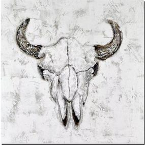 Ručne maľovaný obraz Lebka býka PB298TT StarDeco, 100x100 cm