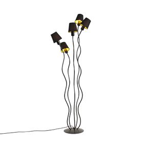 Dizajnová stojaca lampa čierna 5-svetelná s objímkou - Wimme