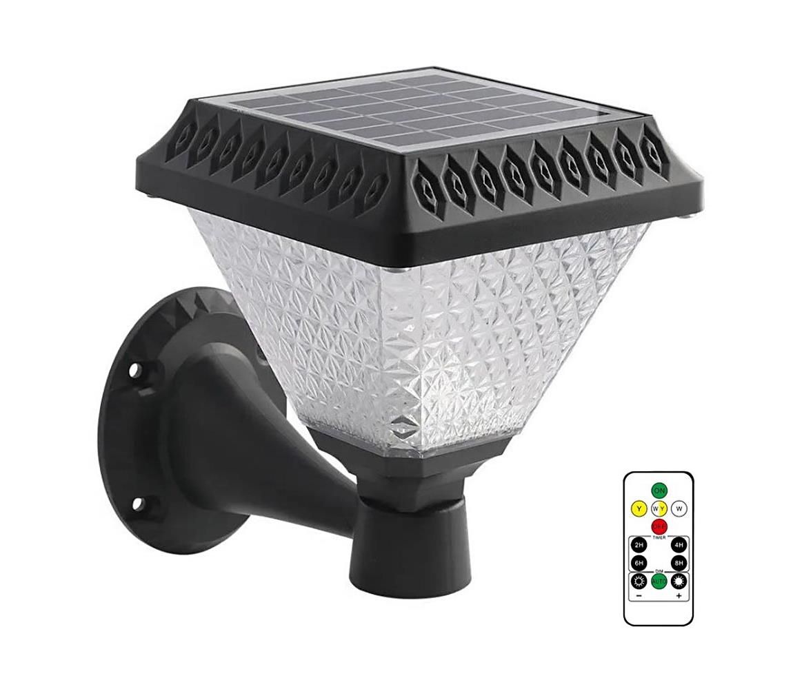 LED Stmievateľná solárna nástenná lampa LED/0,8W/5,5V IP44 + diaľkové ovládanie