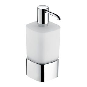 Keuco Elegance - Dávkovač tekutého mydla stolný model, mliečne sklo, komplet s držiakom a pumpičkou, chróm 11654019001