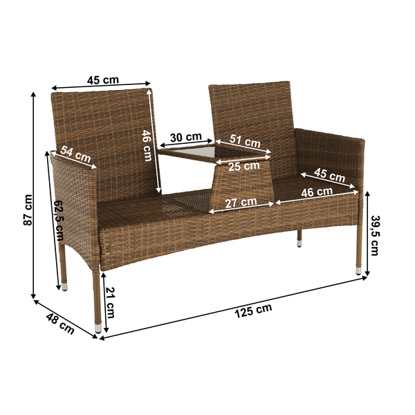 Záhradná lavica so stolíkom, hnedobéžová, LALIT TYP 2