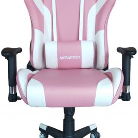 MERCURY Herná stolička MRacer koženka, bielo-ružová
