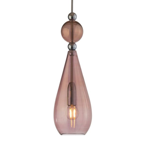 EBB & FLOW Smykke závesná lampa Ag, hnedo-ružová, Obývacia izba / jedáleň, sklo, kov, textil, E14, 25W, K: 40cm