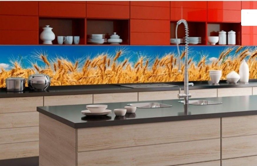KI-350-011 Samolepiace umývateľná fototapety do kuchyne za kuchynskú linku - Art Wall polia pšenice, veľkosť 350 x 60 cm