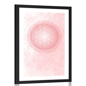 Plagát s paspartou Mandala v jemných tónoch - 30x45 black