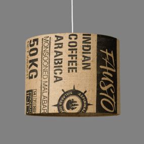 lumbono Závesná lampa N°93 Perlbohne tienidlo kávové vrece, Obývacia izba / jedáleň, jutový textil, kov, E27, 60W, K: 35cm