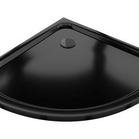 MEXEN/S - Flat sprchová vanička štvrťkruhová slim 70 x 70 cm, černá + čierny sifón 41707070B