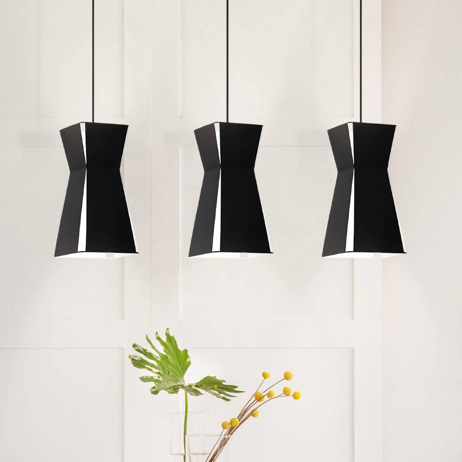 EGLO Závesná lampa Valecrosia, čierna, troj-plameňová, Obývacia izba / jedáleň, oceľ, E27, 40W, P: 84 cm, L: 18 cm