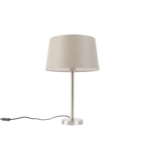 Moderná stolová lampa oceľová s tupým odtieňom 35 cm - Simplo