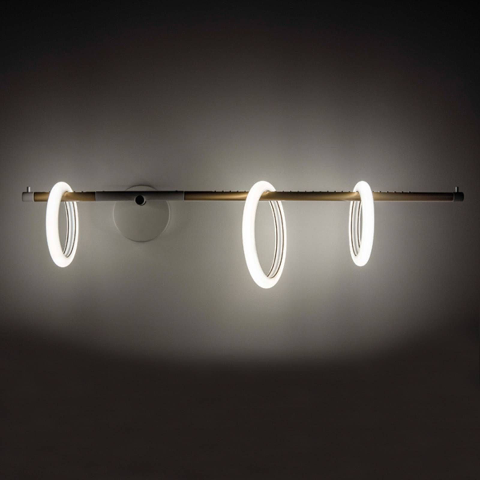 Marchetti Nástenné LED svetlo Ulaop, 3 kruhy, vpravo, biele, Obývacia izba / jedáleň, kov, plexisklo, L: 80 cm