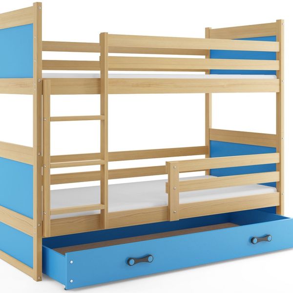 Poschodová posteľ RICO 2 - 190x80cm - Borovica - Modrý