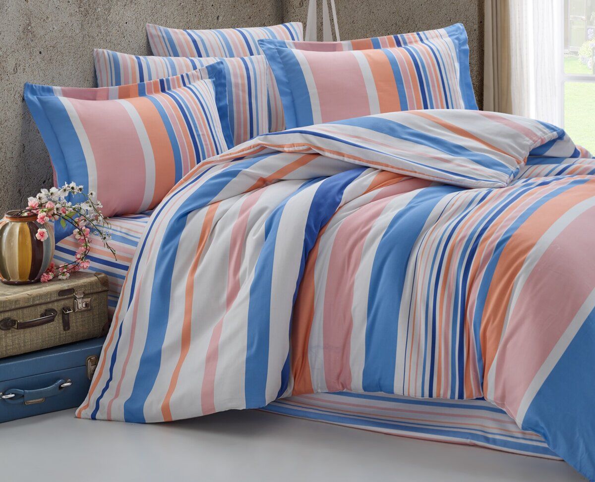 Brotex bavlnené obliečky 240x220/2x70x90 cm Mart Blue-pink