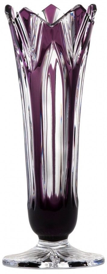 Krištáľová váza Lotos, farba fialová, výška 175 mm