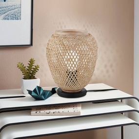 EGLO Stolová lampa Dembleby z dreva, prírodnej farby, Obývacia izba / jedáleň, drevo, oceľ, E27, 40W, K: 25cm