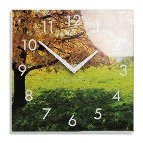 DomTextilu Dekoračné sklenené hodiny 30 cm s jesenným motívom 57307