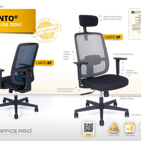 OFFICE PRO -  OFFICE PRO Kancelárska stolička CANTO BLACK BP čierna