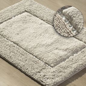 DomTextilu Béžový ozdobený kúpeľňový koberec z bavlny Šírka: 60 cm | Dĺžka: 90 cm 44480-208068
