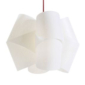 Domus Závesná lampa Julii, bielo-červená Ø 54 cm, Obývacia izba / jedáleň, lunopal, textil, 45W, K: 45cm