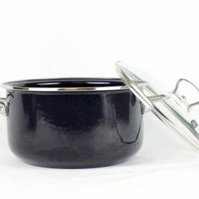 Belis Smaltovaný hrniec s pokrievkou SFINX PREMIUM 2,2 l/18 cm, čierny