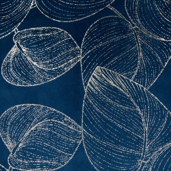 DomTextilu Zamatový stredový obrus s lesklou potlačou listov modrej farby 68664-244373 Modrá