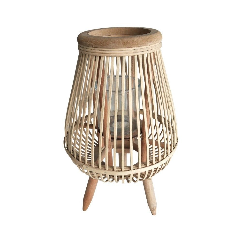Svetlo hnedá drevená stojací lampáš Lamba mini - 15 * 15 * 30 cm
