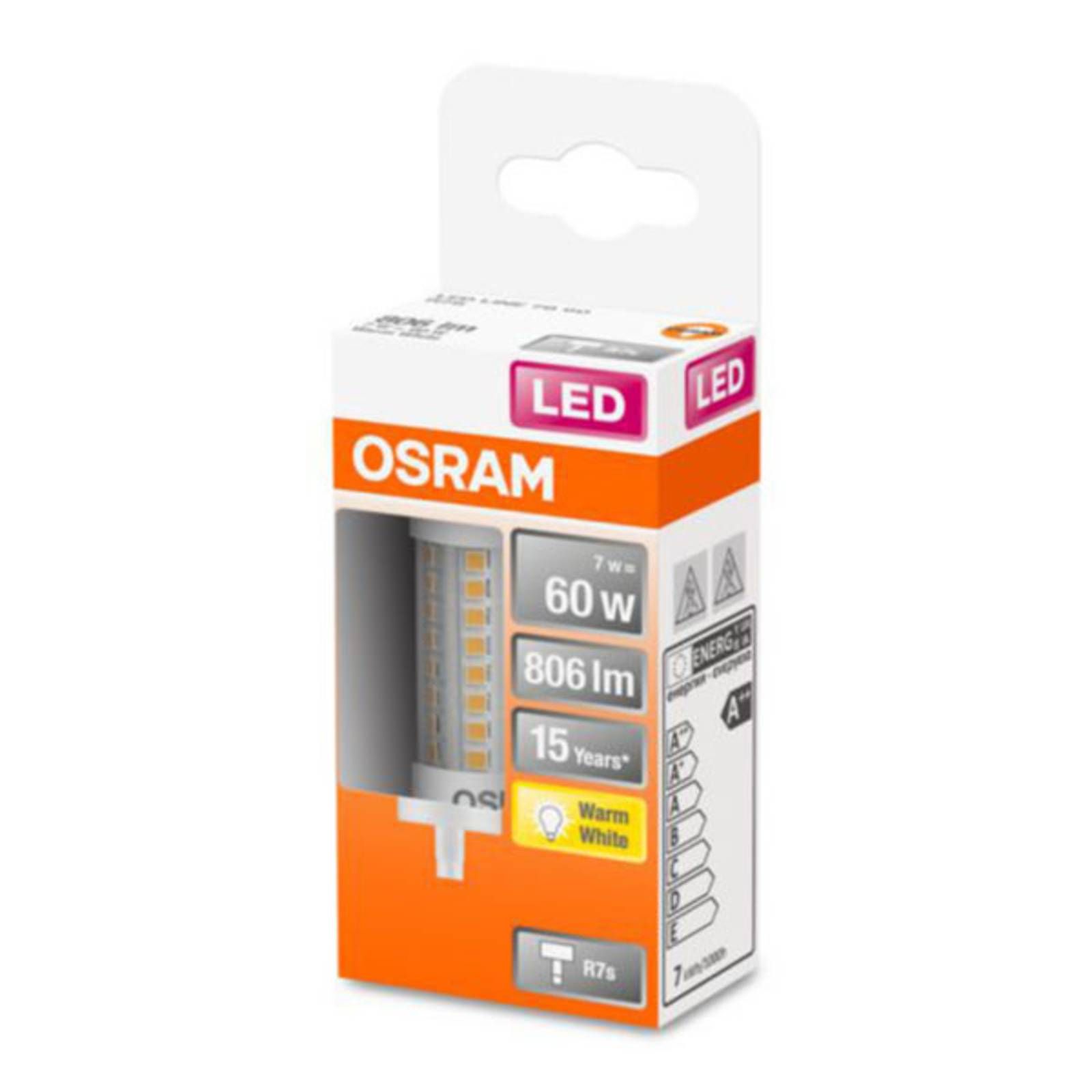 OSRAM LED žiarovka R7s 6, 5W 2.700K, R7s 78.3 mm, 7.3W, Energialuokka: E, P: 7.8 cm