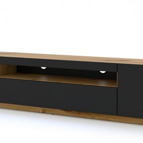 ARTBm TV stolík AURA 200 | dub artisan/čierny mat Variant: bez LED osvetlenia