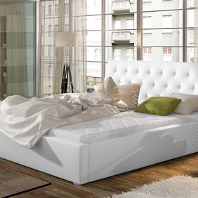 Čalúnená manželská posteľ s roštom Monzo 180 - biela
