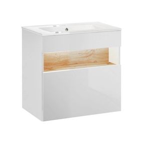 Kúpeľňová skrinka CMD BAHAMA WHITE 820 dub wotan/alpská biela/biely vysoký lesk