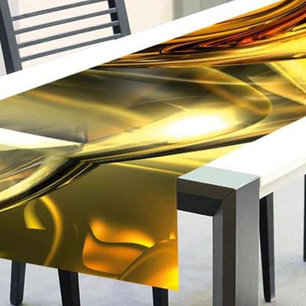 TS 018 Dimex Behúň na stôl obrus, Zlatá abstrakcie, veľkosť 40 x 140 cm