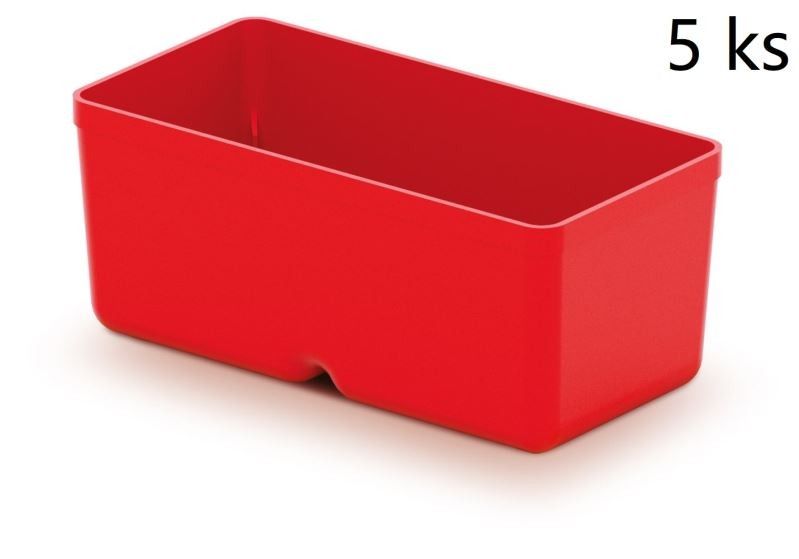 Sada 5 plastových boxov na náradie Unite box 11x5,5x13,2 cm červená