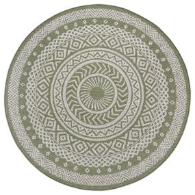 Hanse Home Collection koberce Kusový koberec Flatweave 104858 Green / Cream - 120x120 (priemer) kruh cm