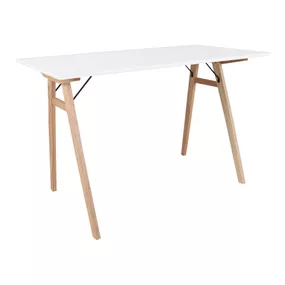 Biely stôl s hnedými nohami House Nordic Vojens Desk, dĺžka 120 cm