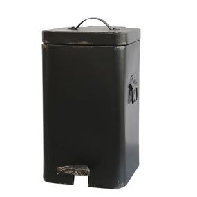 Čierny antik odpadkový kôš s ušami a pedálom Pedal Bin - 23*23*40 cm